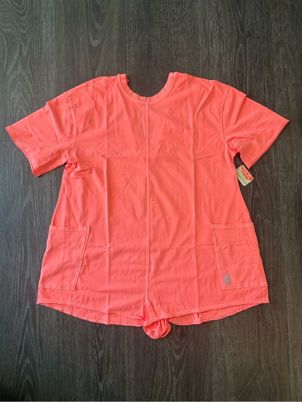 Free People Movement NWT Neon Coral Oversized Romper M - NEW!